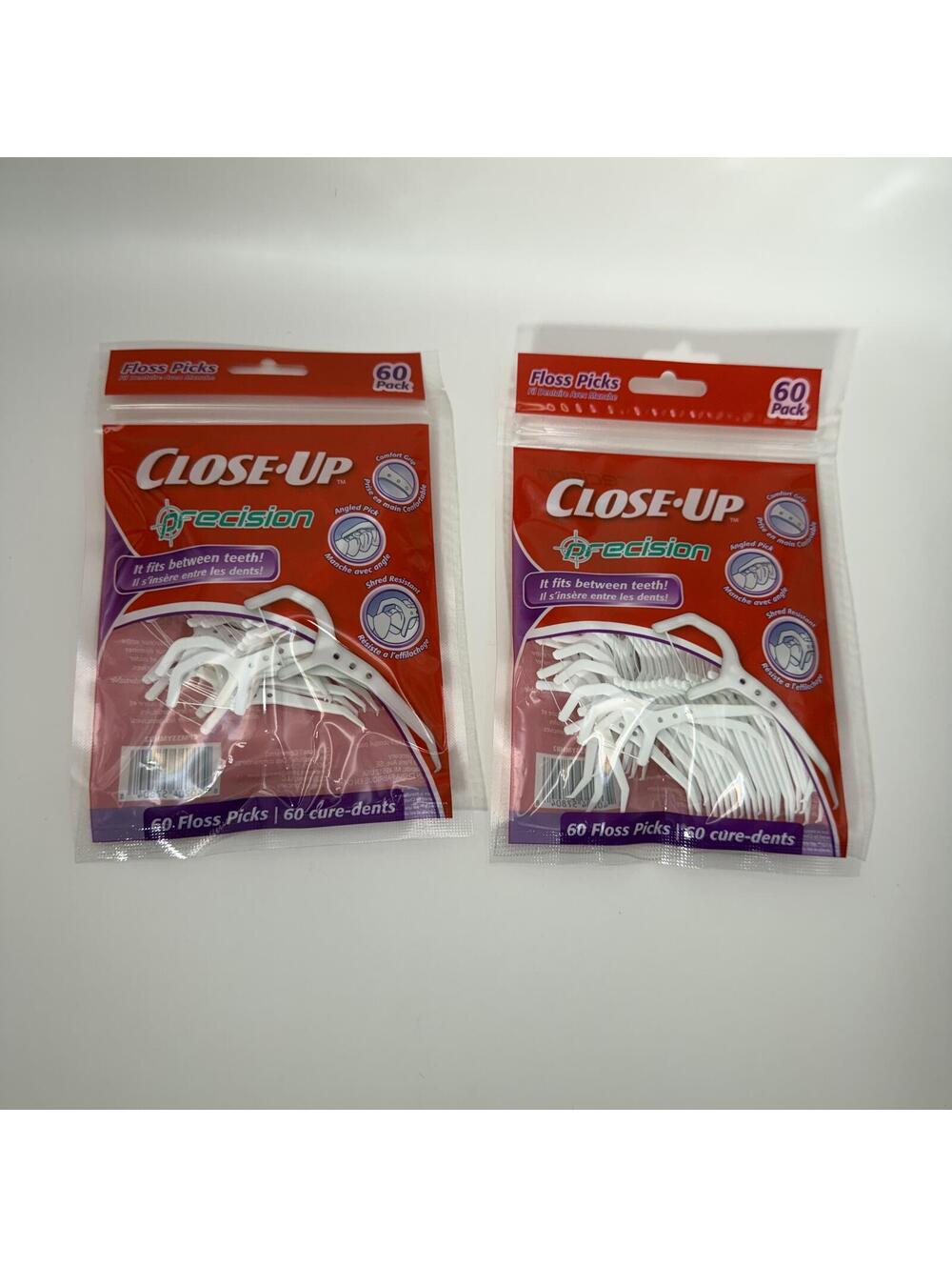 New 2-Pack Close-Up Precision Floss Picks 120ct Total Plaque Removal Dental Care